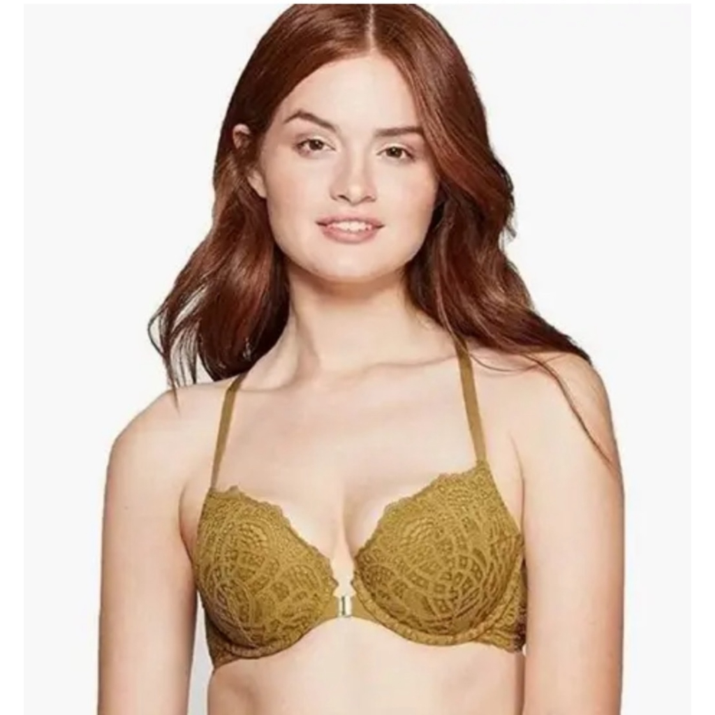 Auden The Radiant Plunge Coverage Push Up Bra In Olive 32c & 32aa